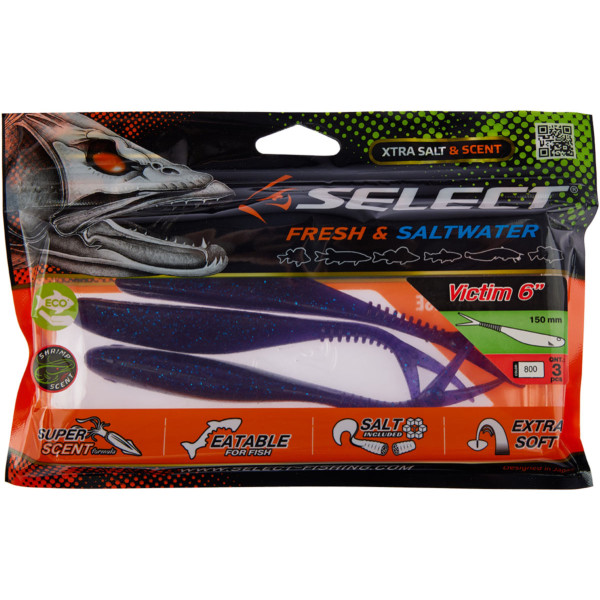 Силікон Select Victim V-Tail 6" #800 (3 шт/уп)