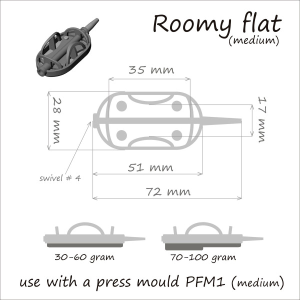 Кормушка Orange Roomy Flat Method з вертлюгом № 4 40г