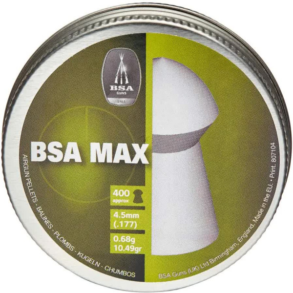 Кулі пневматичні BSA Max. Кал. – 4.5 мм. Вага - 0.68 г. 400 шт/уп