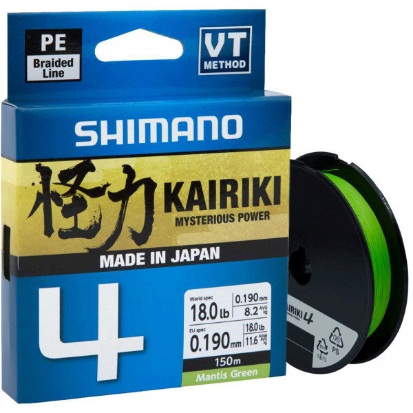 Шнур Shimano Kairiki 4 PE (Mantis Green) 150m 0.19mm 11.6kg