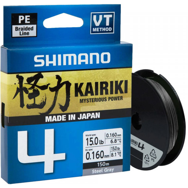 Шнур Shimano Kairiki 4 PE (Steel Gray) 150m 0.06mm 4.4kg