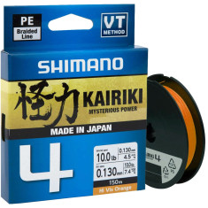Шнур Shimano Kairiki 4 PE (Hi-Vis Orange) 150m 0.16mm 8.1kg Шнур Shimano Kairiki 4 PE (Hi-Vis Orange) 150m 0.16mm 8.1kg