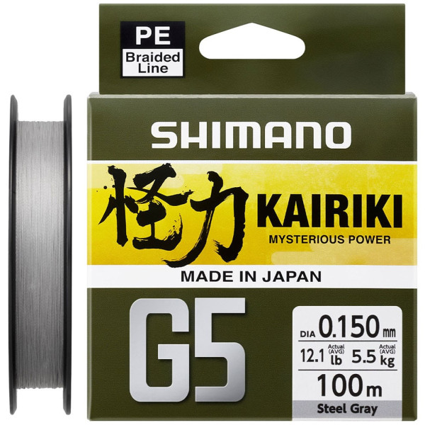 Шнур Shimano Kairiki G5 (Steel Gray) 100m 0.15mm 5.5kg