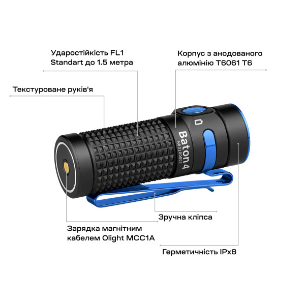 Фонарь Olight Baton 4 Premium Black