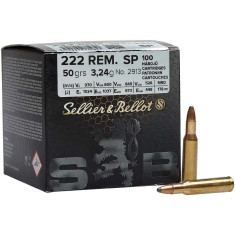 Патрон Sellier & Bellot кал. 222 Rem куля SP маса 3,24 грама/50 гран. Поч. швидкість 970 м/с.
