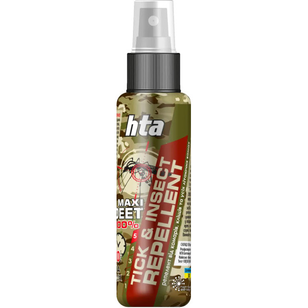 Репеллент-спрей HTA от комаров MAXI DEET 100% Tick&insect repellent 100 мл