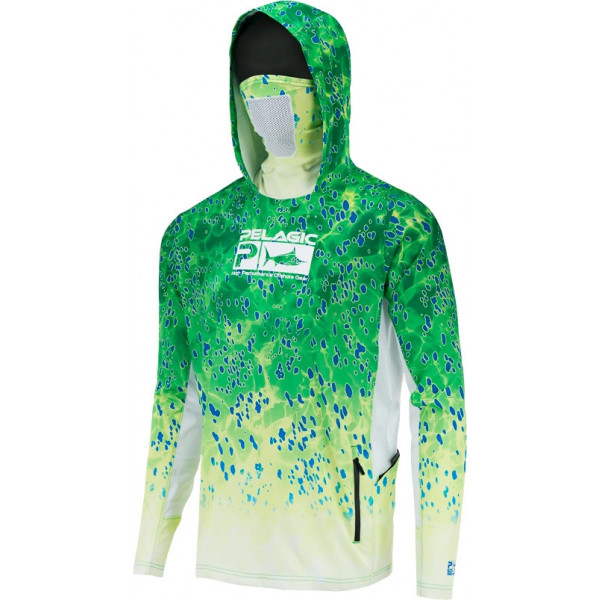 Реглан Pelagic Exo-Tech Hooded Fishing Shirt L ц:green dorado hex