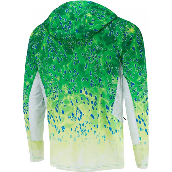 Реглан Pelagic Exo-Tech Hooded Fishing Shirt XXXL ц:green dorado hex