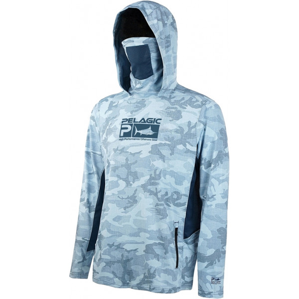 Реглан Pelagic Exo-Tech Hooded Fishing Shirt XXL ц:slate fish camo