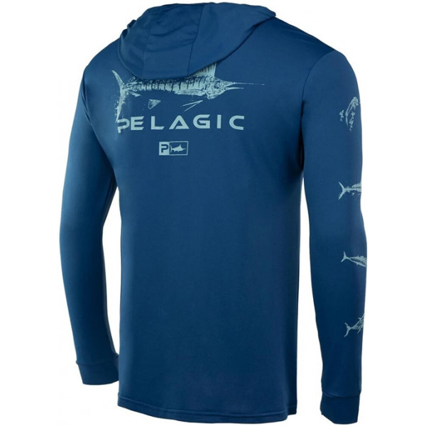 Реглан Pelagic Aquatek Hooded Fishing Shirt - Gyotaku. XXL. Smokey blue