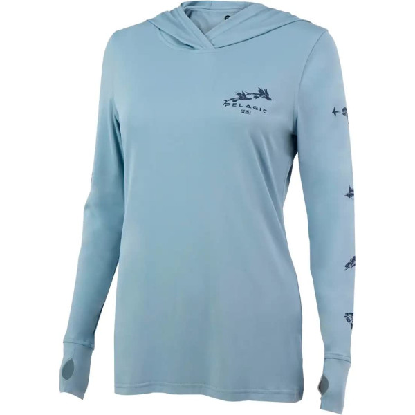 Реглан Pelagic Ultratek Hooded Fishing Shirt Gyotaku - Women`s. L. Smokey blue