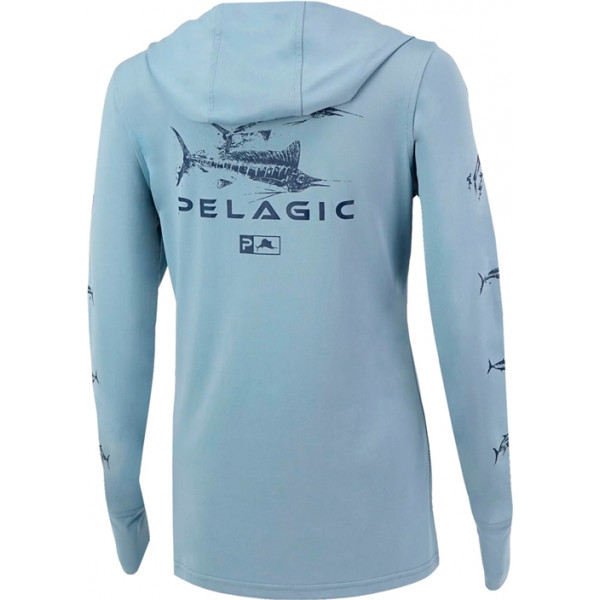 Реглан Pelagic Ultratek Hooded Fishing Shirt Gyotaku - Women`s. XL. Smokey blue