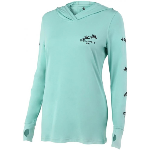 Реглан Pelagic Ultratek Hooded Fishing Shirt Gyotaku - Women`s. M. Turquoise