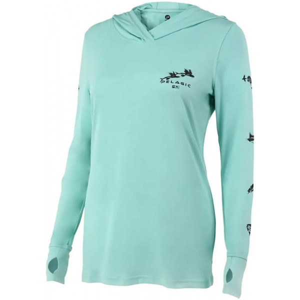 Реглан Pelagic Ultratek Hooded Fishing Shirt Gyotaku - Women`s. XL. Turquoise