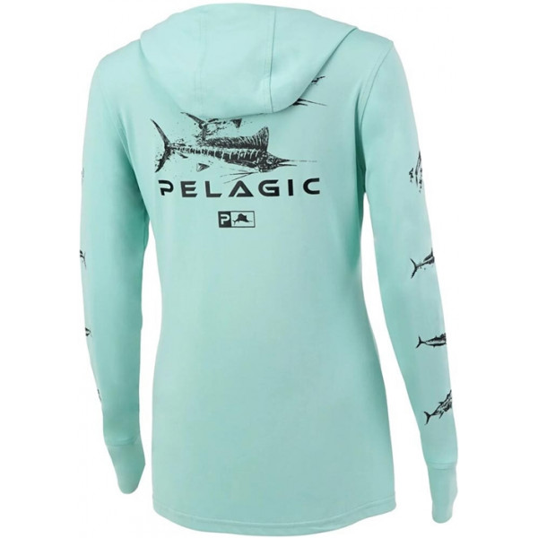 Реглан Pelagic Ultratek Hooded Fishing Shirt Gyotaku - Women`s. XL. Turquoise