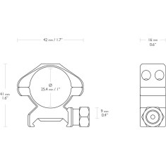 Кільця Hawke Precision Steel. d – 25.4 мм. Medium. Weaver/Picatinny