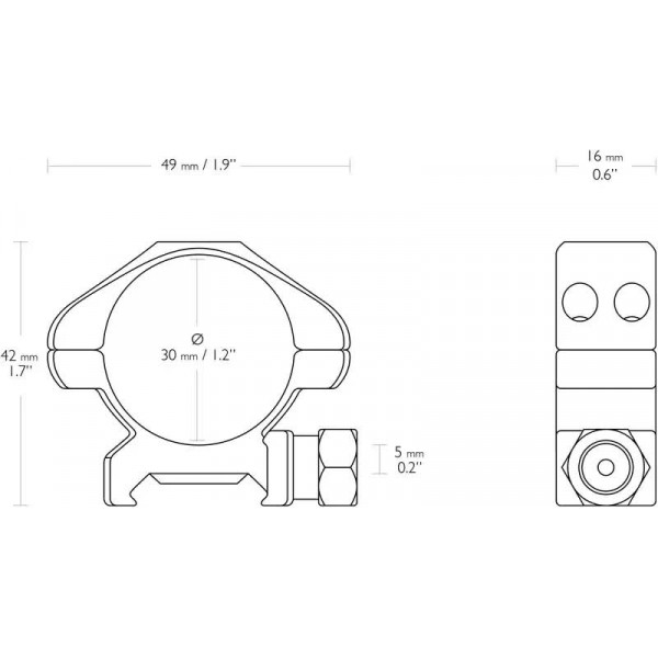 Кільця Hawke Precision Steel. d – 30 мм. Low. Weaver/Picatinny