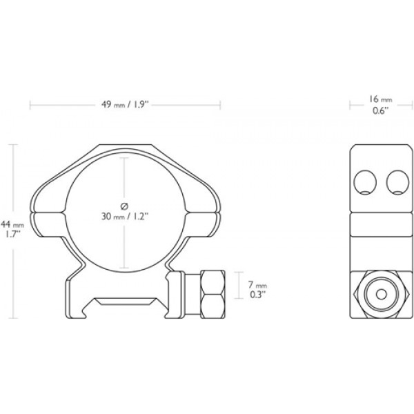 Кільця Hawke Precision Steel. d – 30 мм. Medium. Weaver/Picatinny