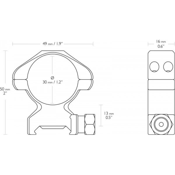 Кольца Hawke Precision Steel. d - 30 мм. High. Weaver/Picatinny