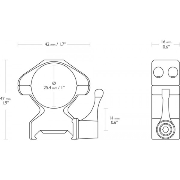 Кільця швидкознімні Hawke Precision Steel. d – 25.4 мм. High. Weaver/Picatinny