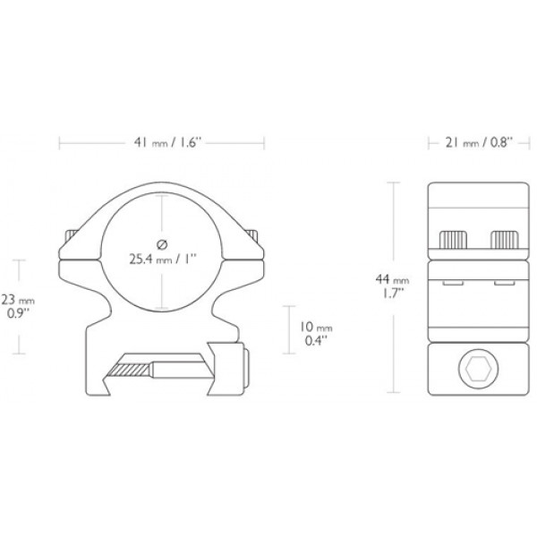 Кольца Hawke Match Mount. d - 25.4 мм. Medium. Weaver/Picatinny