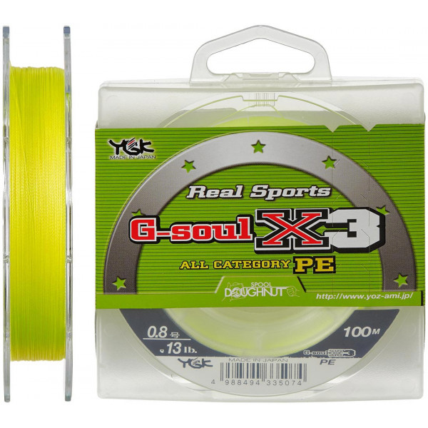 Шнур YGK G-Soul X3 150m 0.080mm #0.25/4lb 1.8kg ц:светло-жёлтый