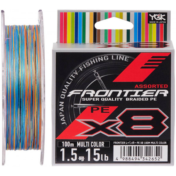 Шнур YGK Frontier X8 100m (мультіколор) #1.5/0.205mm 15lb/6.8kg