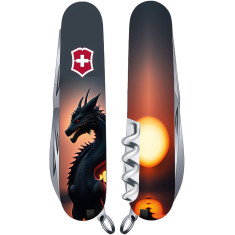 Нож VICTORINOX 1.3703.3_Z3270p Swiss Army Climber Zodiac Дракон в солнечных лучах