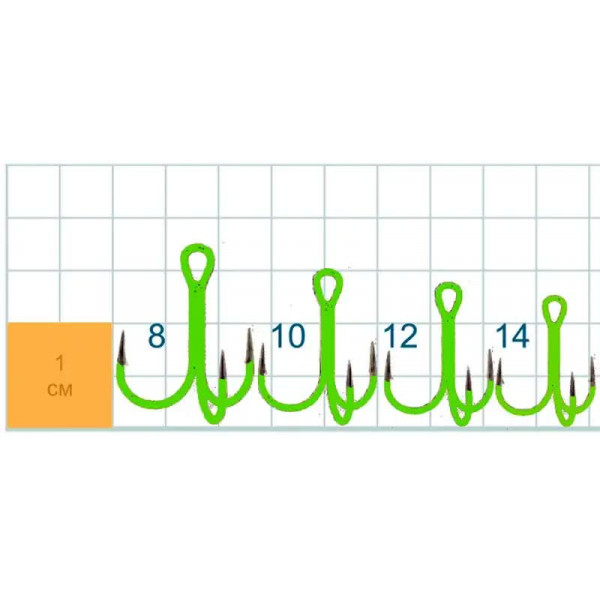 Тройник Gurza Round Treble ST-36 Chartreuse №2 (3шт/уп)