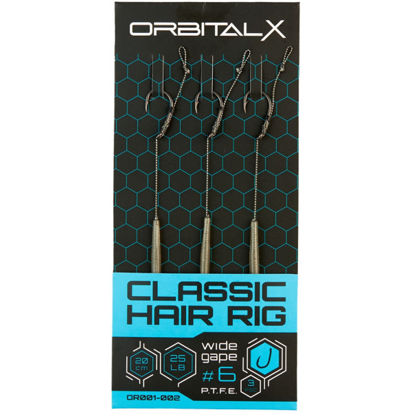 Поводок OrbitalX Classic Hair Rig Wide Gape #4 25lb 20cm (3шт/уп) ц:camo