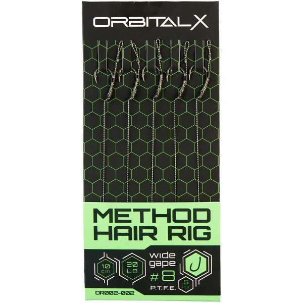 Повідець OrbitalX Method Hair Rig Wide Gape #6 20lb 10cm (5шт/уп) ц:camo