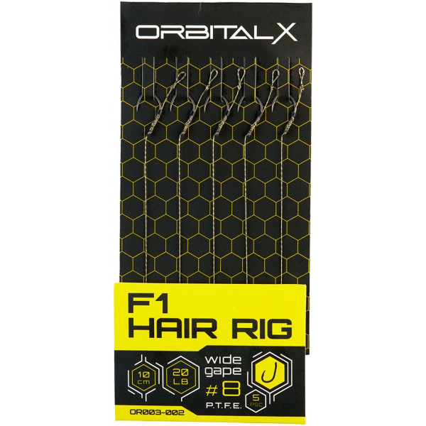 Повідець OrbitalX F1 Hair Rig Wide Gape #6 20lb 10cm (5шт/уп) ц:weed