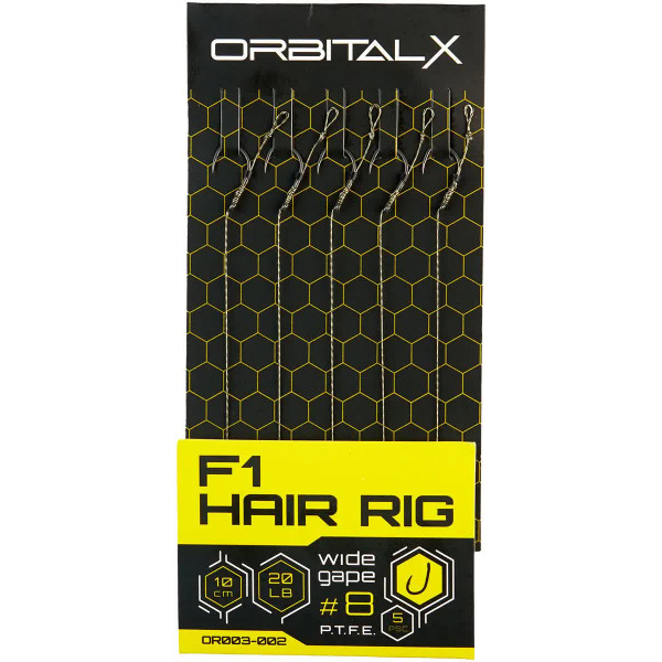 Поводок OrbitalX F1 Hair Rig Wide Gape #10 20lb 10cm (5шт/уп) ц:weed