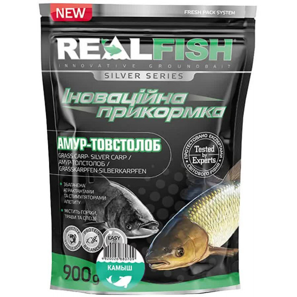 Прикормка Real Fish Silver Series Толстолоб-Амур Камыш 0.9kg