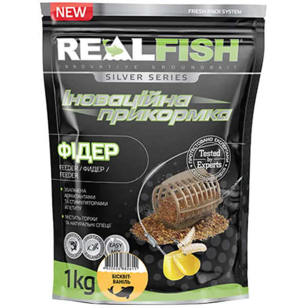 Прикормка Real Fish Silver Series Фидер Бисквит-Ваниль 1kg