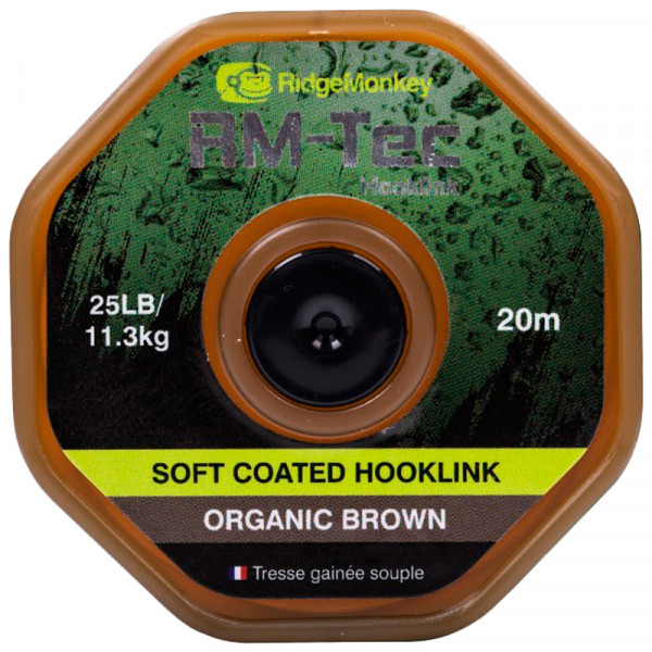 Повідковий матеріал RidgeMonkey RM-Tec Soft Coated Hooklink Organic Brown 25lb 20м