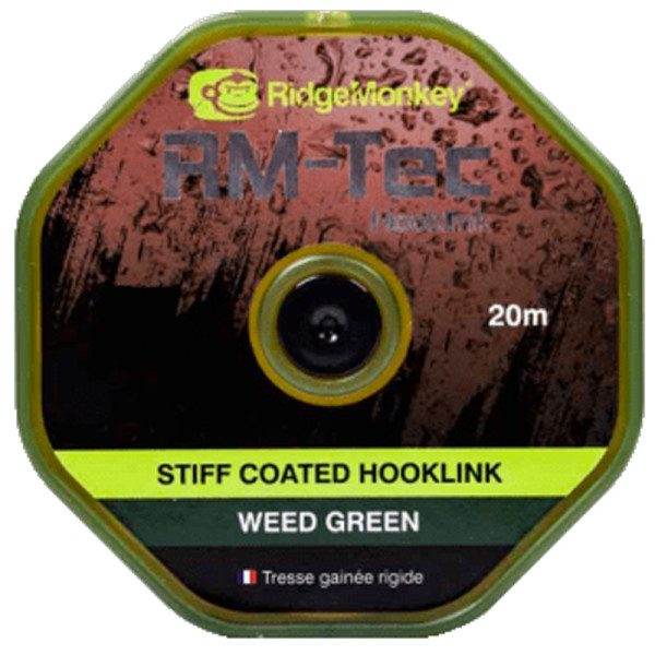 Поводковый материал RidgeMonkey RM-Tec Stiff Coated Hooklink Weed Green 25lb 20м