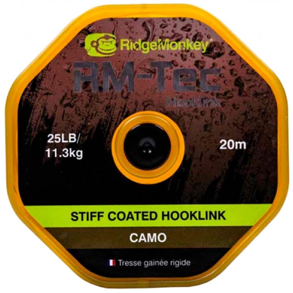 Повідковий матеріал RidgeMonkey RM-Tec Stiff Coated Hooklink Camo 25lb 20м