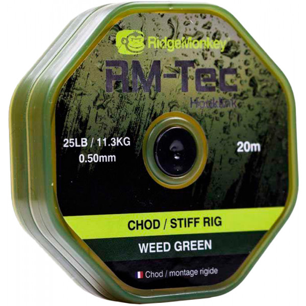 Поводковый материал RidgeMonkey RM-Tec Chod/Stiff Rig Material 25lb Weed Green 25lb 20м