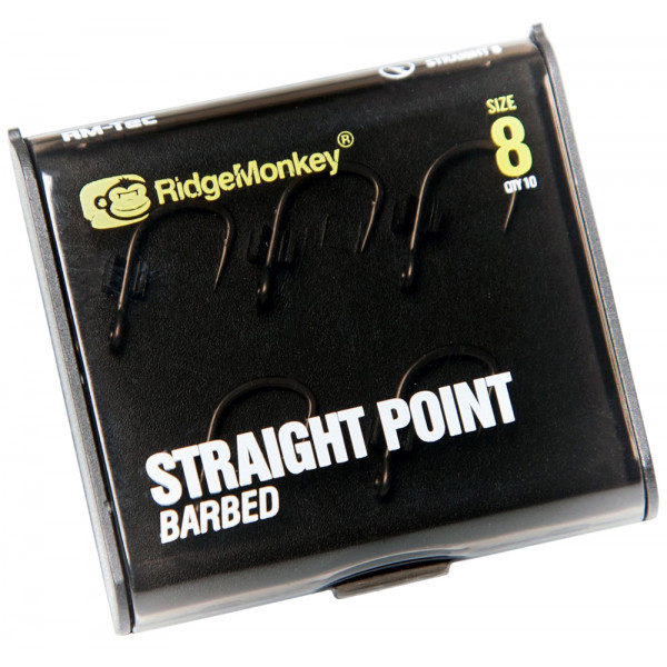 Крючок карповый RidgeMonkey RM-Tec Straight Point Hooks Barbed #8 (10 шт/уп)