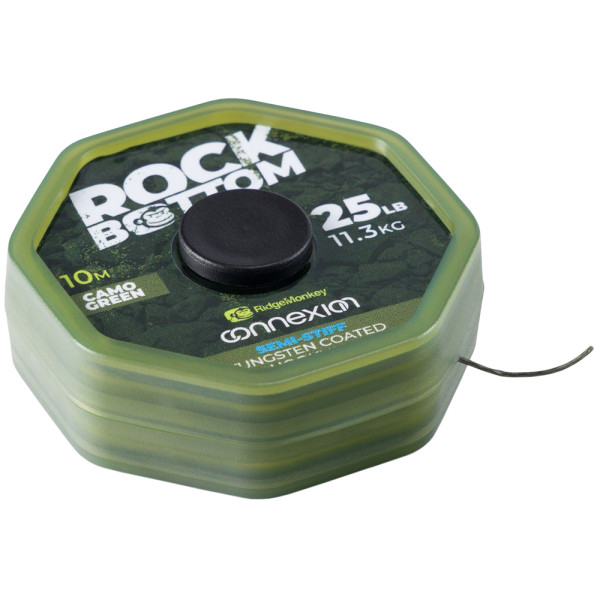 Повідковий матеріал RidgeMonkey Connexion Rock Bottom Tungsten Semi Stiff Coated Hooklink Camo Green 10m 25lb