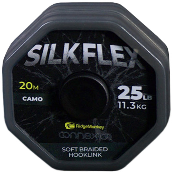 Поводковый материал RidgeMonkey Connexion SilkFlex Soft Braid 20m 25lb/11.3kg ц:camo