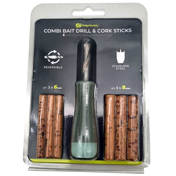Свердло для бойлів RidgeMonkey Combi Bait Drill & Cork Sticks + корковые палички 6/8mm Свердло для бойлів RidgeMonkey Combi Bait Drill & Cork Sticks + корковые палички 6/8mm