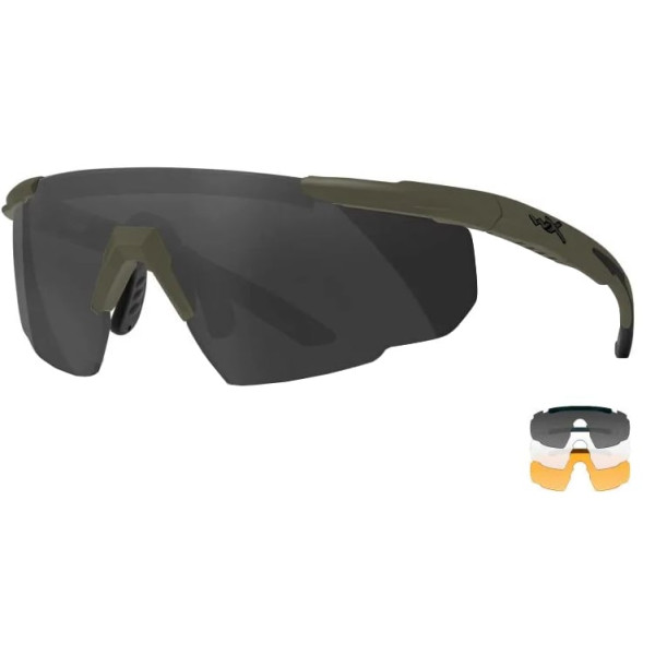 Очки баллистические Wiley X Saber Advanced. 3 линзы (Grey/Clear/Rust) оправа OD Green