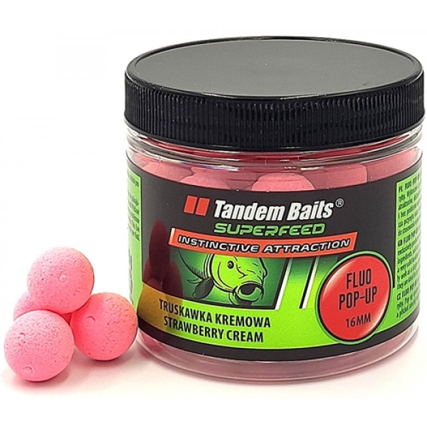 Бойлы Tandem Baits Fluo Pop-Up 16mm 70g Strawberry Cream