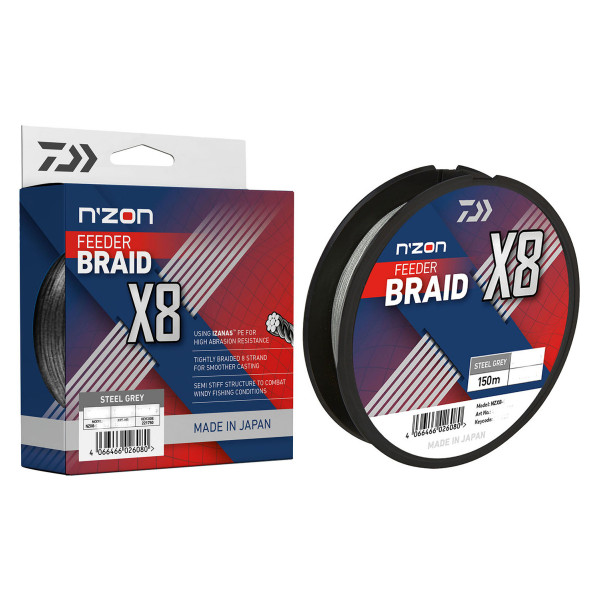 Шнур Daiwa N'Zon X8 Braid 150m Steel Gray 8.5kg 0.12mm