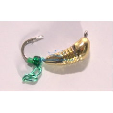 Tungsten jig Winter Star banana with a notch chain 4.0mm / 1.2g hook No. 12: gold / green