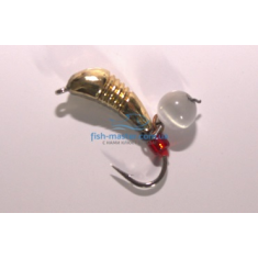 Tungsten jig Winter Star banana notched hanger 4.0mm / 1.2g hook No. 12: gold / white