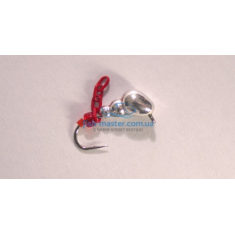 Mormyshka tungsten Winter Star ant eye chain 4.0mm / 0.76gr. hook number 14: silver / red