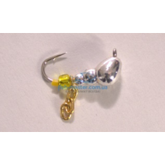 Mormyshka tungsten Winter Star ant eye chain 4.0mm / 0.76gr. hook number 14: silver / yellow